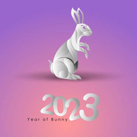 Abstract chinese new year 2023 with Rabbit Shadow and Traditional Chinese Wording. The meaning are Lucky and Happy. Year of Rabbit That is the one of Chinese Zodiac. Vector and Illustration, EPS 10のイラスト素材