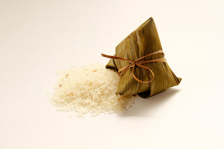 Asian Chinese rice dumplings or zongzi is the Traditional Food Culture that means good will for the favorable guy.の写真素材