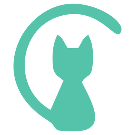 Cat flat icon. Vector green pictogram on a white background.のイラスト素材