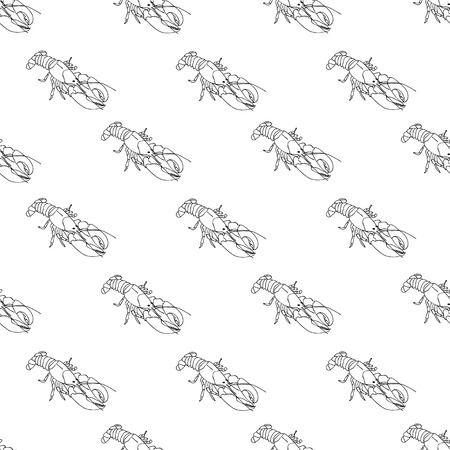 Big lobster on a white background seamless patternのイラスト素材