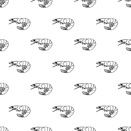Illustration shrimp on a white background seamless patternのイラスト素材