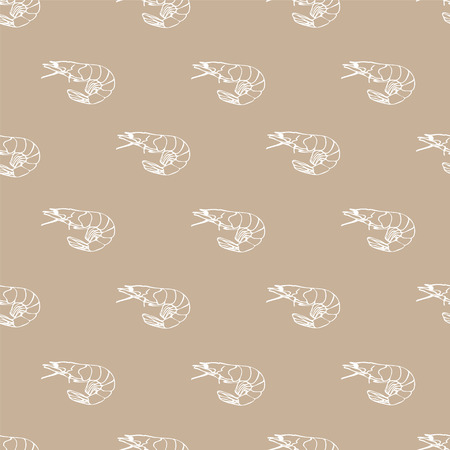 Illustration shrimp on kraft brown paper seamless patternのイラスト素材