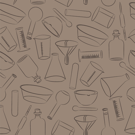 Illustration of test tubes on a brown background seamless patternのイラスト素材