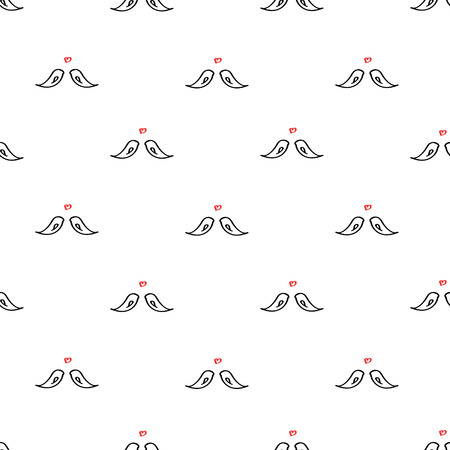 Love birds in red and black on a white background for textiles, packaging, paper, packages, cards, invitationsのイラスト素材
