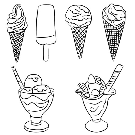 Different types of ice creamのイラスト素材