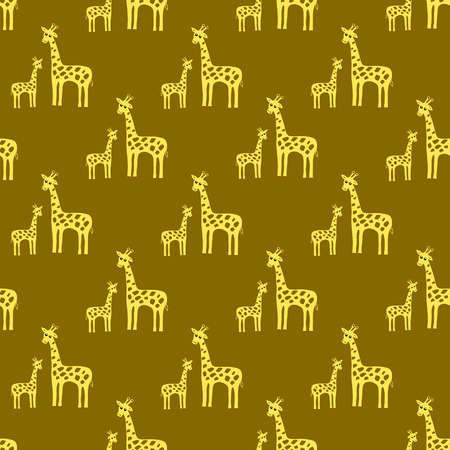 Vintage background on an African theme. Giraffes seamless patternのイラスト素材
