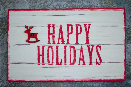 label Happy Holidays in red and white colorsの写真素材