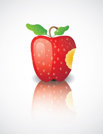 Bitten apple on a white backgroundのイラスト素材