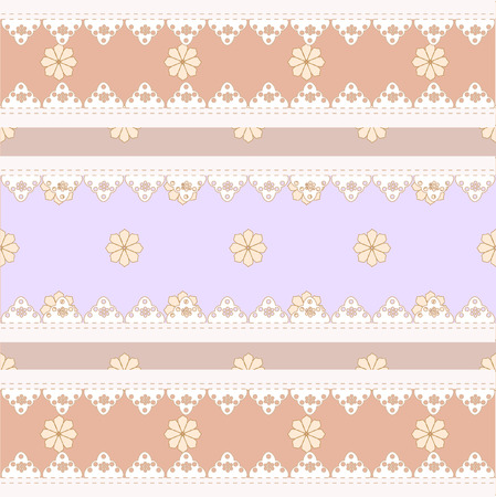 Vector repeating pattern with small flowers and lace.のイラスト素材
