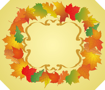 Congratulation or the invitation on autumn leaves. Vector illustration.のイラスト素材