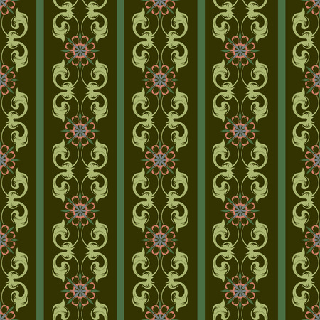 Vector repeating pattern with floral ornament in vintage style.のイラスト素材