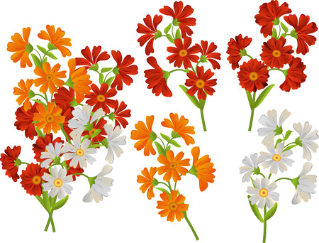 Vector set of flowers. Daisies asters calendula.のイラスト素材