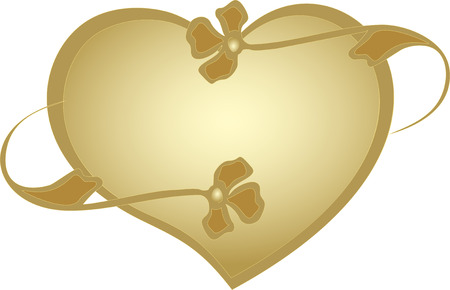 Golden frame in the shape of a heart with stylized flowers.のイラスト素材