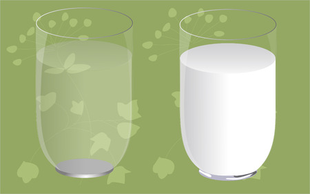 A glass of water and a glass of milk. のイラスト素材
