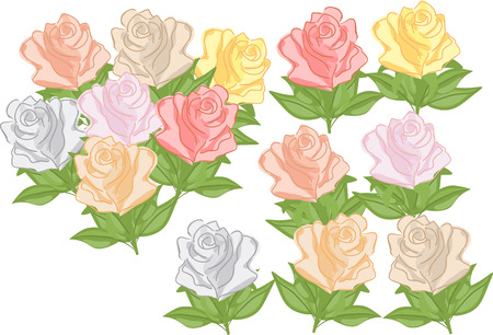 Roses in cartoon style.のイラスト素材