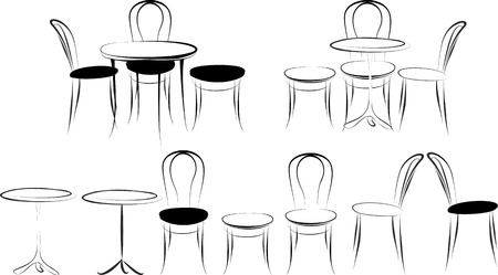 Set Viennese tables and chairs in the style of the sketch.のイラスト素材