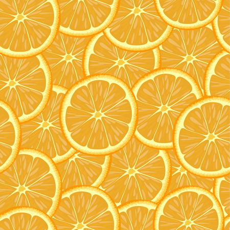 Vector repeating pattern with slices of orange.のイラスト素材
