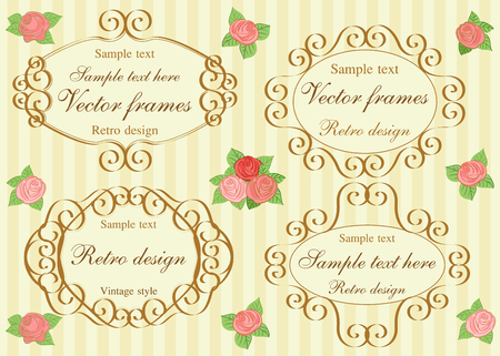 Vector set of frames in vintage style.のイラスト素材