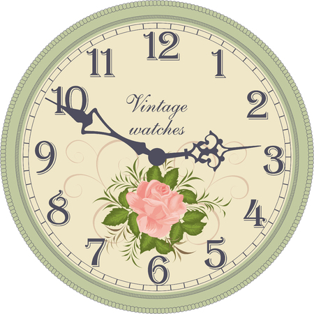 Vector image of a round, old clock with Arabic numerals.のイラスト素材