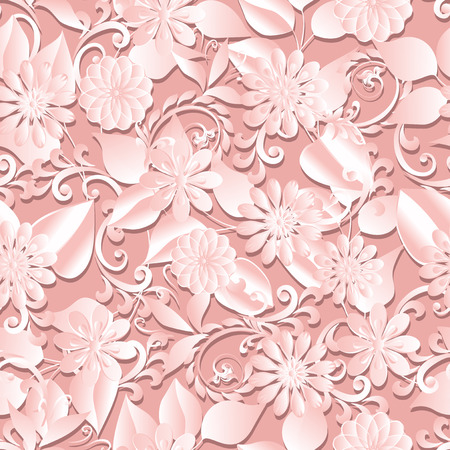 Volumetric seamless floral pattern background.のイラスト素材
