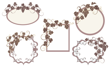 Set of frames with vines in vintage style.のイラスト素材
