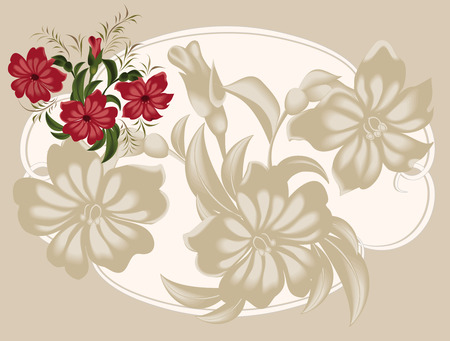 Background with bouquet flowers in retro style.のイラスト素材