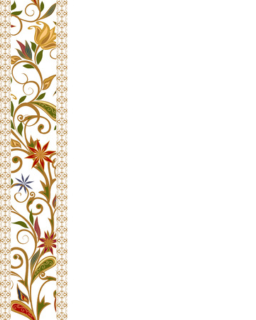 Abstract vintage pattern with decorative flowers, leaves and Paisley pattern in Oriental style.のイラスト素材