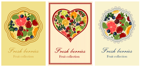 Pattern with berries and citrus.のイラスト素材