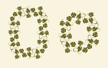 Background for text with vines and bunches of grapes.のイラスト素材