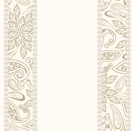 Abstract vintage pattern with decorative flowers, leaves and Paisley pattern in Oriental style.のイラスト素材