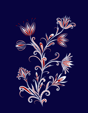 Bouquet of fantastic flowers. Background in ethnic traditional style.のイラスト素材