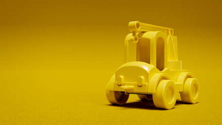 Red plastic toy truck on red background. 3D illustration. Children toys