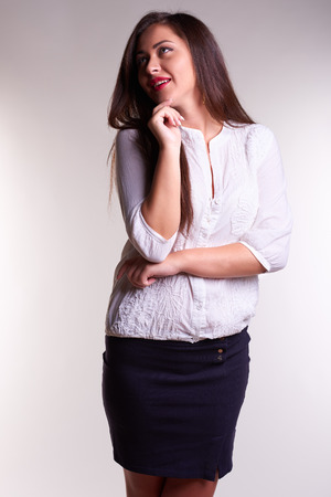 Pretty young office woman in white shirtの写真素材