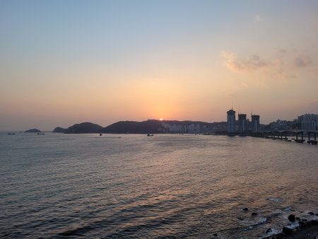 Sunset at Pattaya beach, Chonburi, Thailandの写真素材