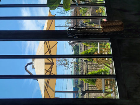 Window of a modern apartment in the city. View from the balcony