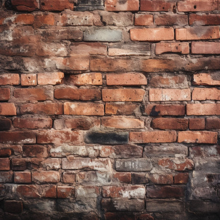 Old red brick wall texture background. Vintage tone filter effect color style.の素材