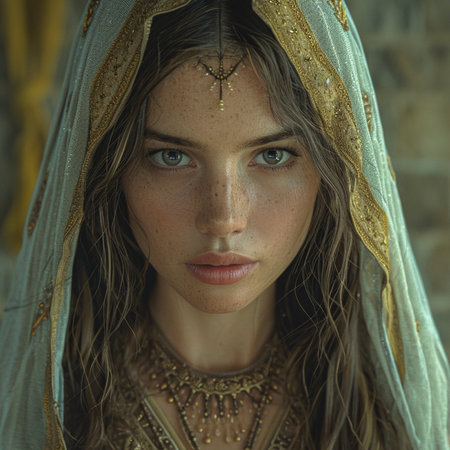 portrait of a beautiful girl in a medieval costume, close-up,Generative AIの素材