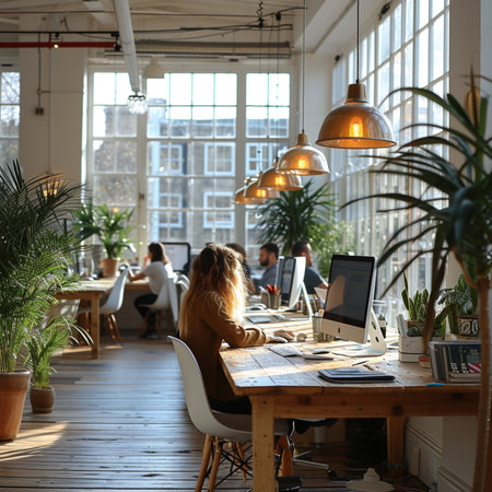 Business people working together in a modern office. Freelance concept,Generative AIの素材