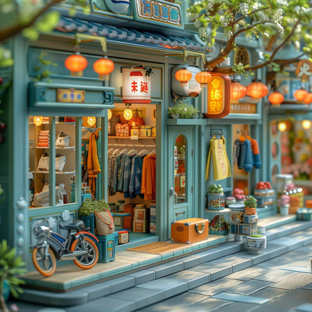 Miniature street shop in Kuala Lumpur, Malaysiaの素材