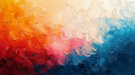 Abstract oil painting on canvas. Colorful brushstrokes of paint.の素材