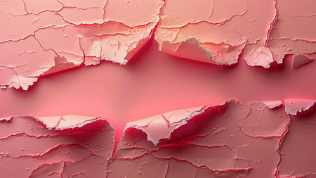Cracked red wall. Abstract background. 3D rendering illustration.の素材