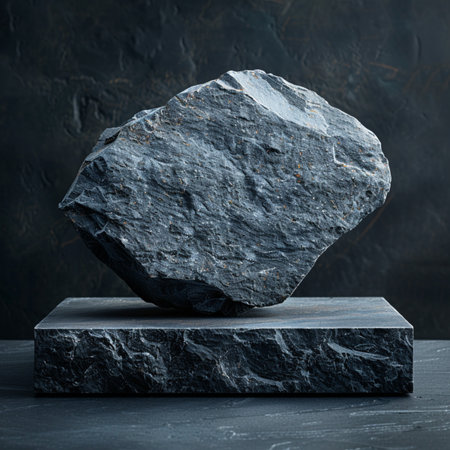 Black stone on dark background. 3d render, 3d illustrationの素材