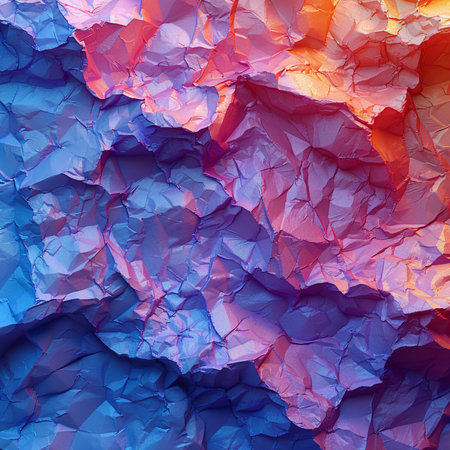 Abstract background made of crumbled paper. Multicolored texture.の素材