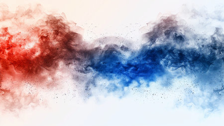 Colorful blue, red and white steam on a white background.の素材