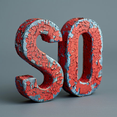 3d render of old cracked red letter S uppercase.の素材