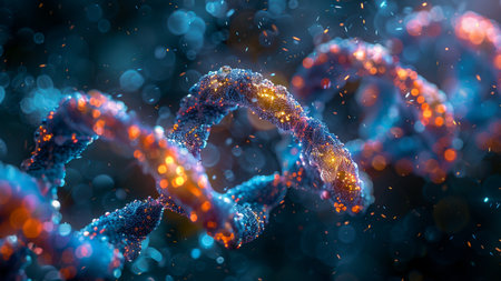 3d illustration of DNA structure. Abstract background with DNA molecules.の素材
