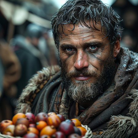 Portrait of the Sadhu in the old town of Varna, Bulgaria.の素材