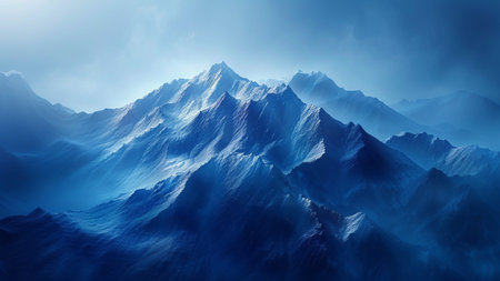 3d illustration of abstract background with mountains and blue sky. 3d renderingの素材
