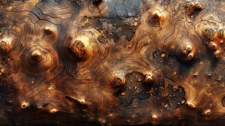 abstract background of wood texture with gold and black spots for designの素材