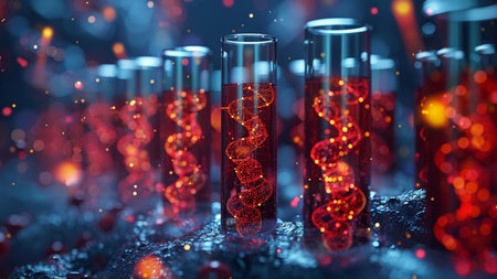 Science laboratory research and development concept. 3d rendering toned imageの素材